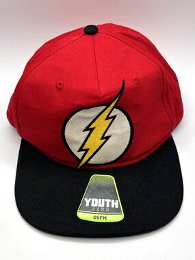 DC Comics Originals The Flash Snapback Hat Bolt Logo Red and Black Youth OSFM